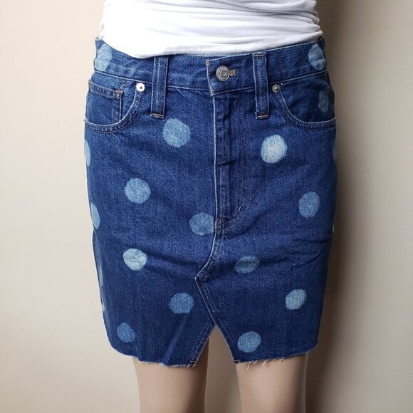 MADEWELL Denim-A-Line Polka Dot Micro and Ultra Mini Denim Skirt - Picture 3 of 11